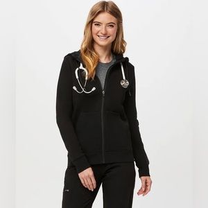 Figs Black Zip-Up Hoodie